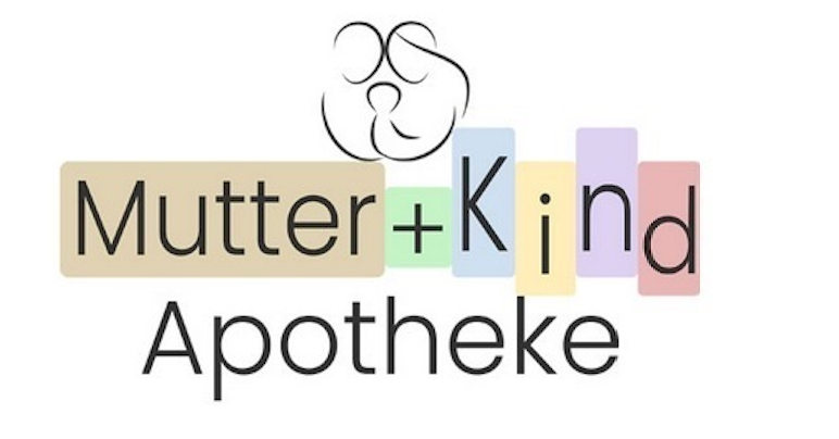 Ein Logo für Mutter + Kind Apotheke mit buntem Hintergrund