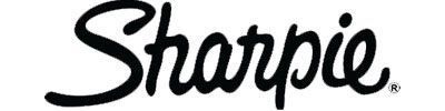 A black and white logo for sharpie on a white background.