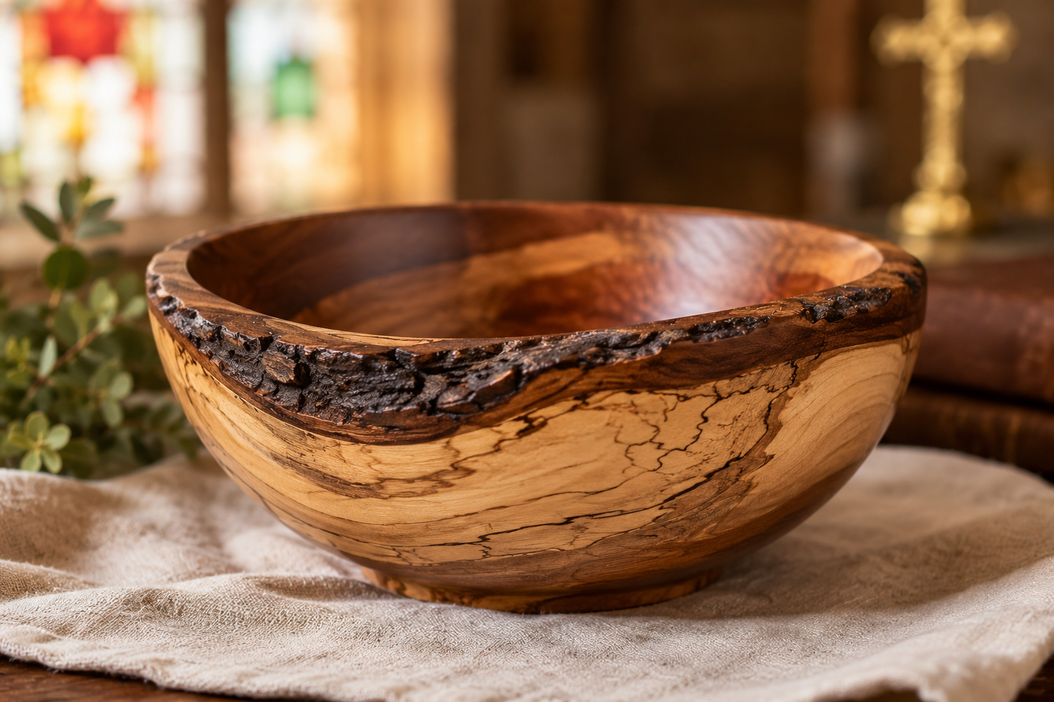 002 - Hand-Turned Wooden Salad Bowl