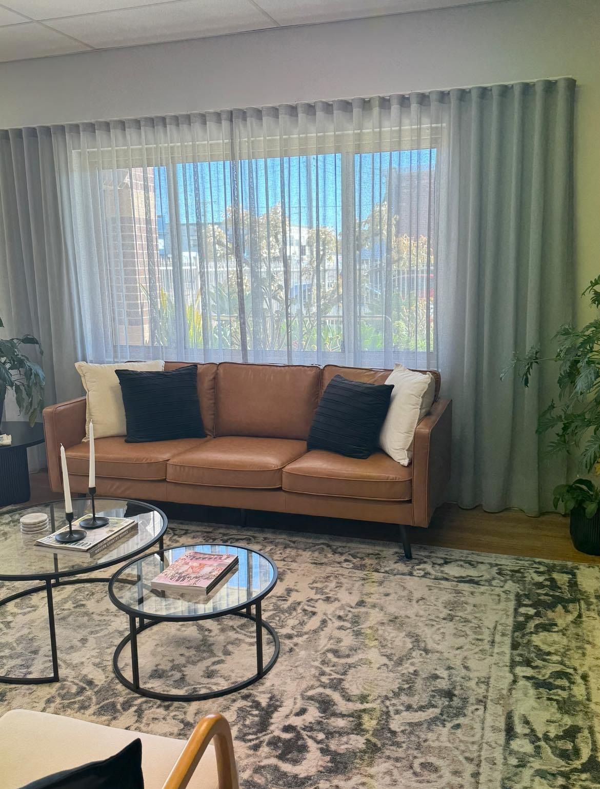 Curtains and sofa