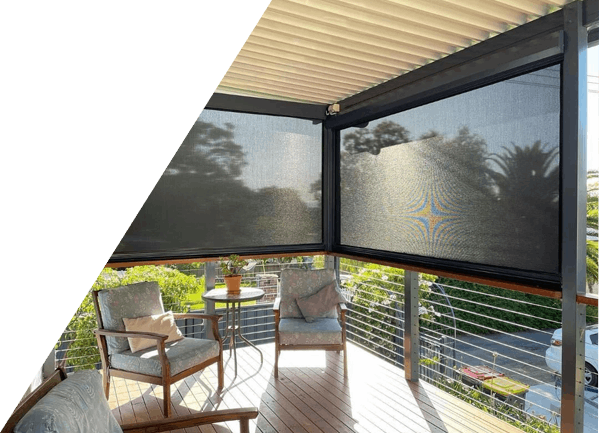 A white sliding glass door with a black screen