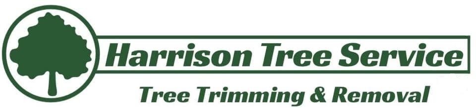 Harrison Tree Service logo with green tree icon and text &ldquo;Tree Trimming & Removal&rdquo;
