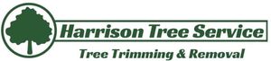 Harrison Tree Service logo with green tree icon and text &ldquo;Tree Trimming & Removal&rdquo;