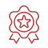 Red award ribbon icon with a star in the center