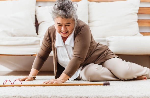 Elderly woman needing help after a fall, showing the importance of senior care by Deer Valley Home 