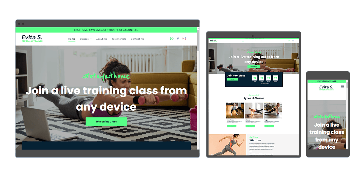 PT Fitness Kapow website previewed on a desktop, tablet and phone