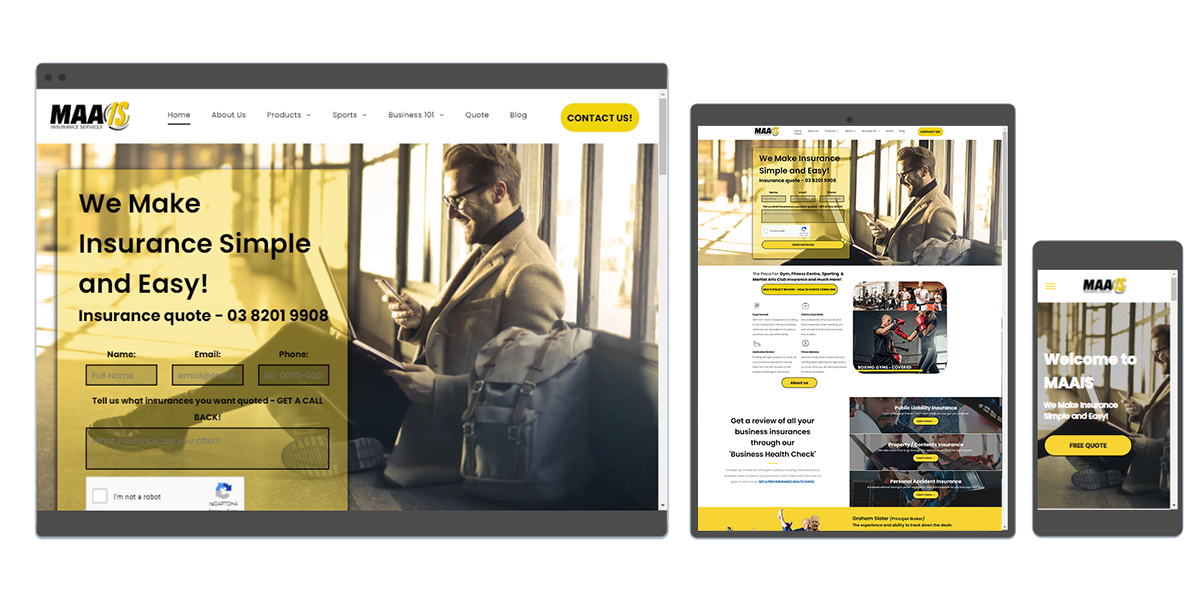 MAAIS Kapow website previewed on a desktop, tablet and phone