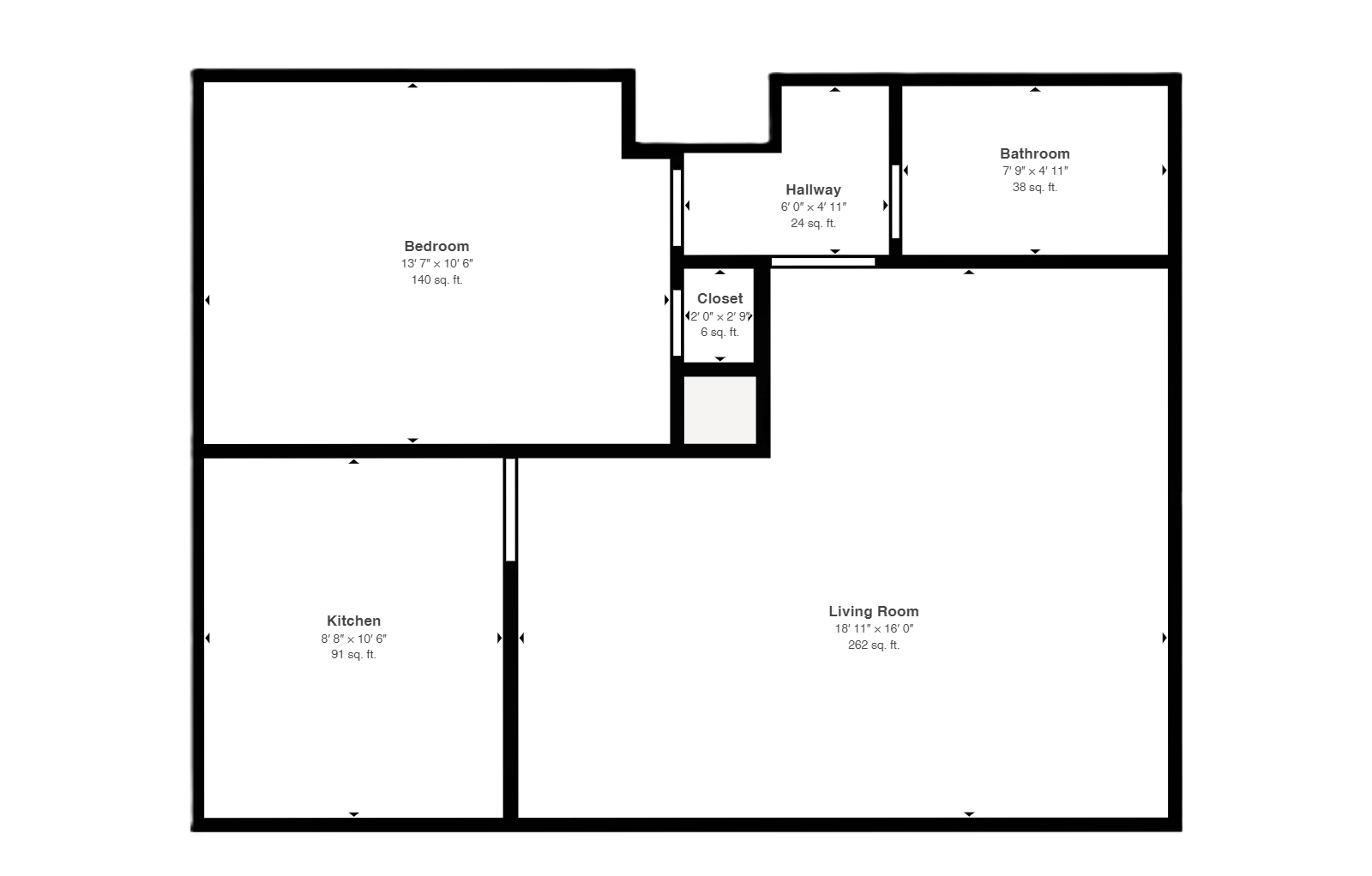 apartment black and white floor plan with room dimensions