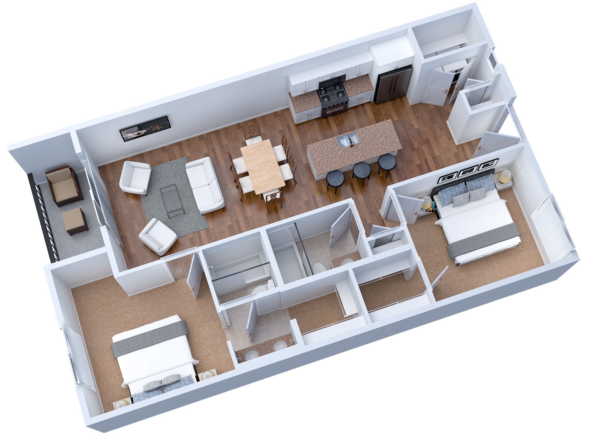 apartment black and white floor plan with room dimensions 