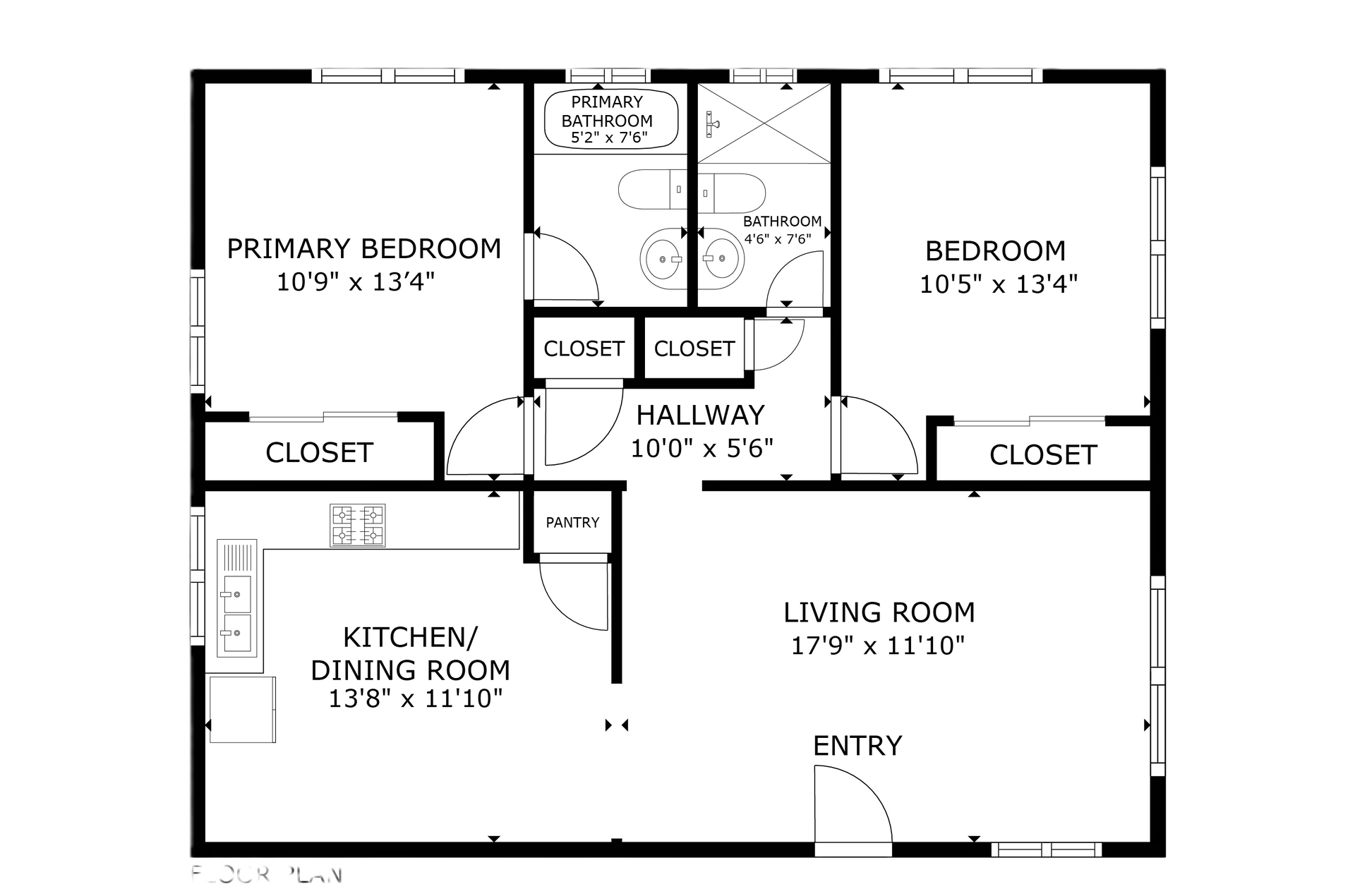 apartment black and white floor plan with room dimensions 