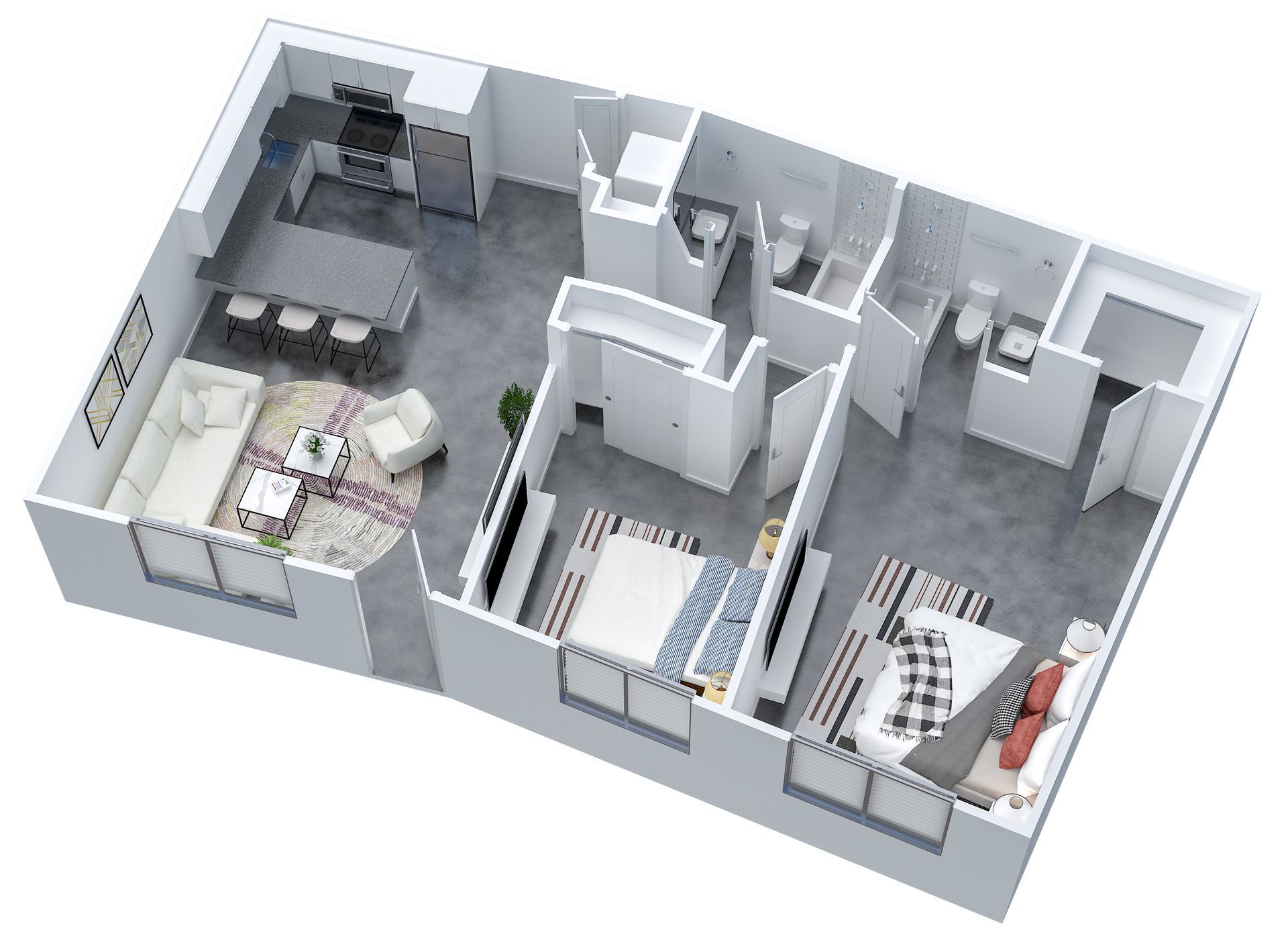 apartment black and white floor plan with room dimensions
