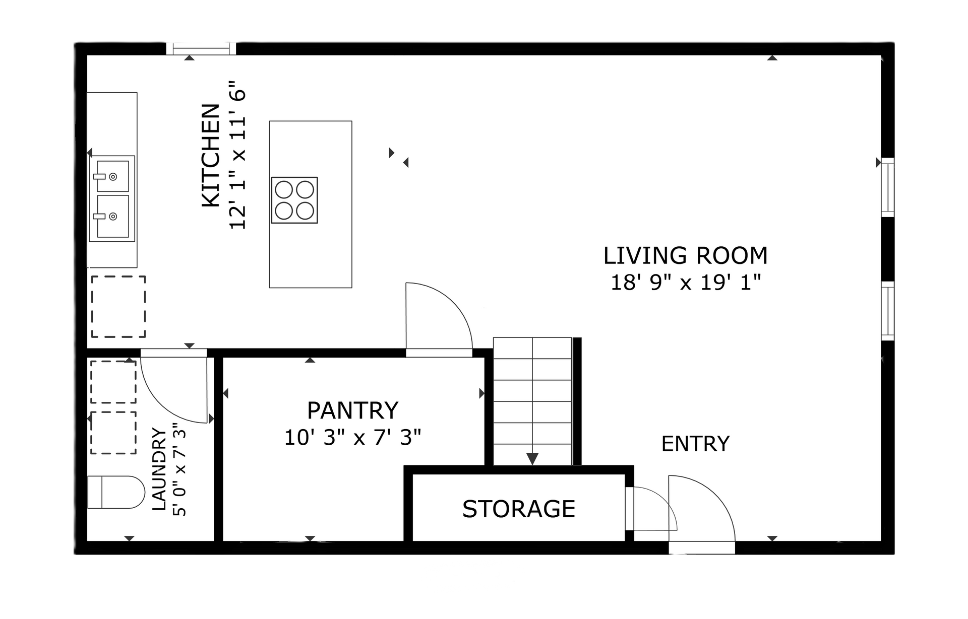 mojave apartment black and white floor plan with room dimensions 