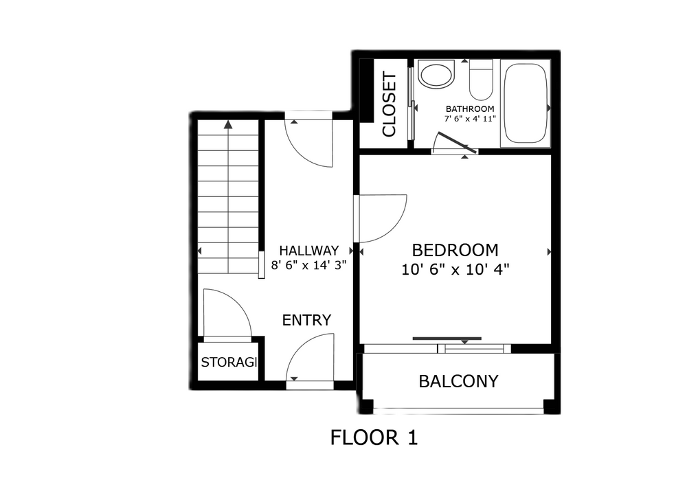 apartment black and white floor plan with room dimensions 