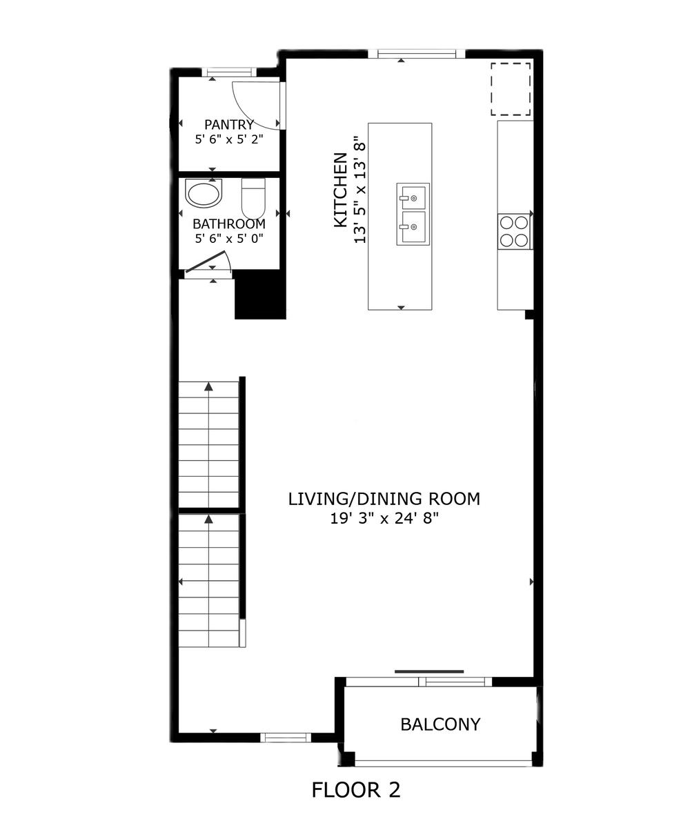 apartment black and white floor plan with room dimensions 