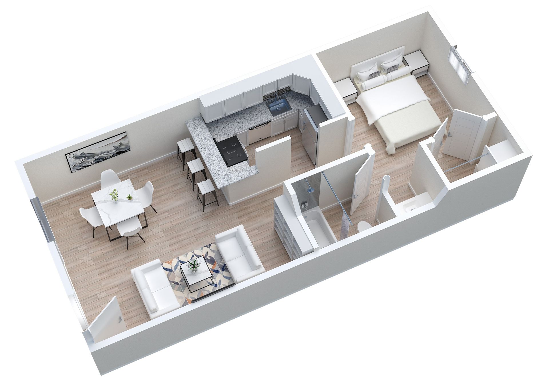 apartment black and white floor plan with room dimensions 