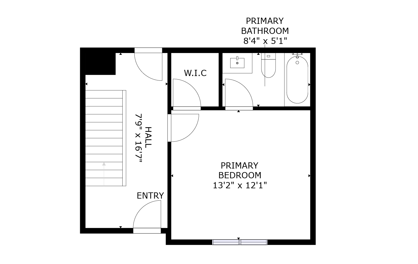 apartment black and white floor plan with room dimensions