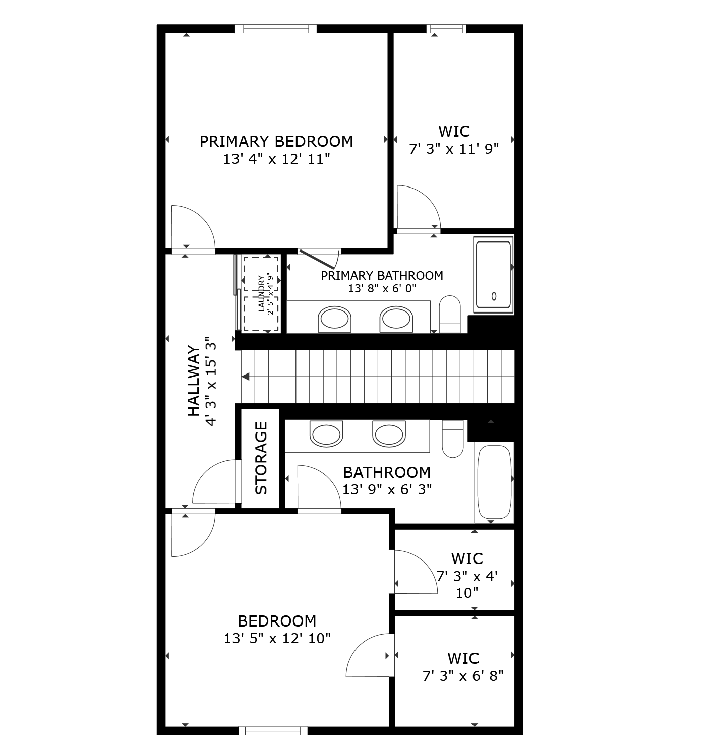 apartment black and white floor plan with room dimensions