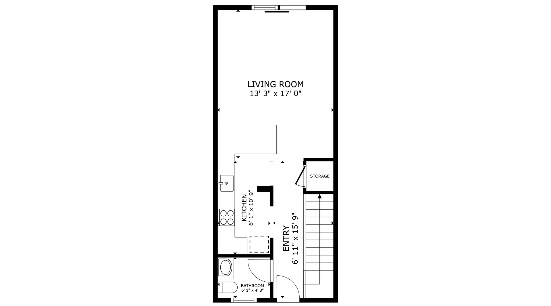 apartment black and white floor plan with room dimensions 