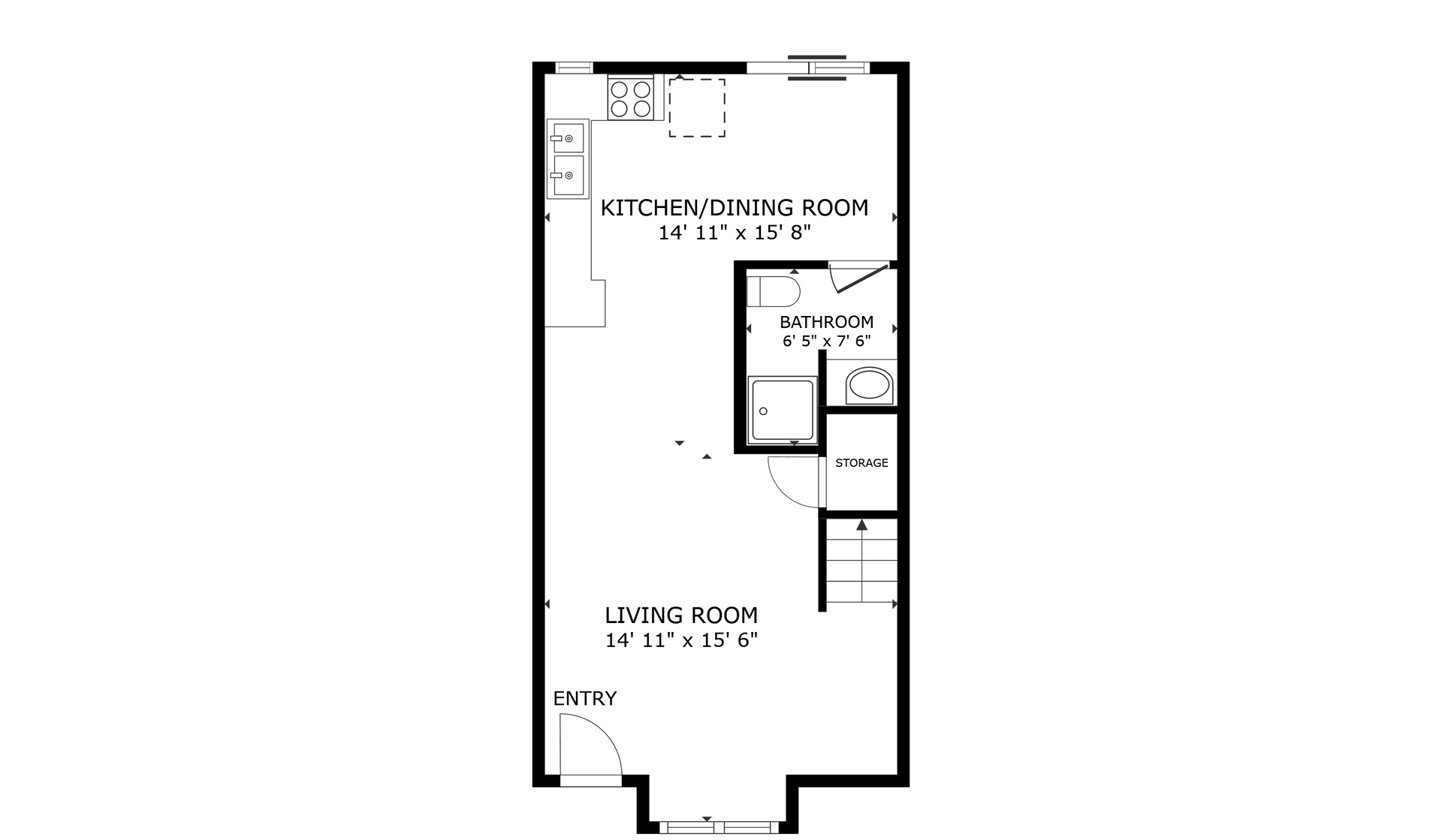 Villas on 7th apartment black and white 2 bedroom floor plan with room dimensions 