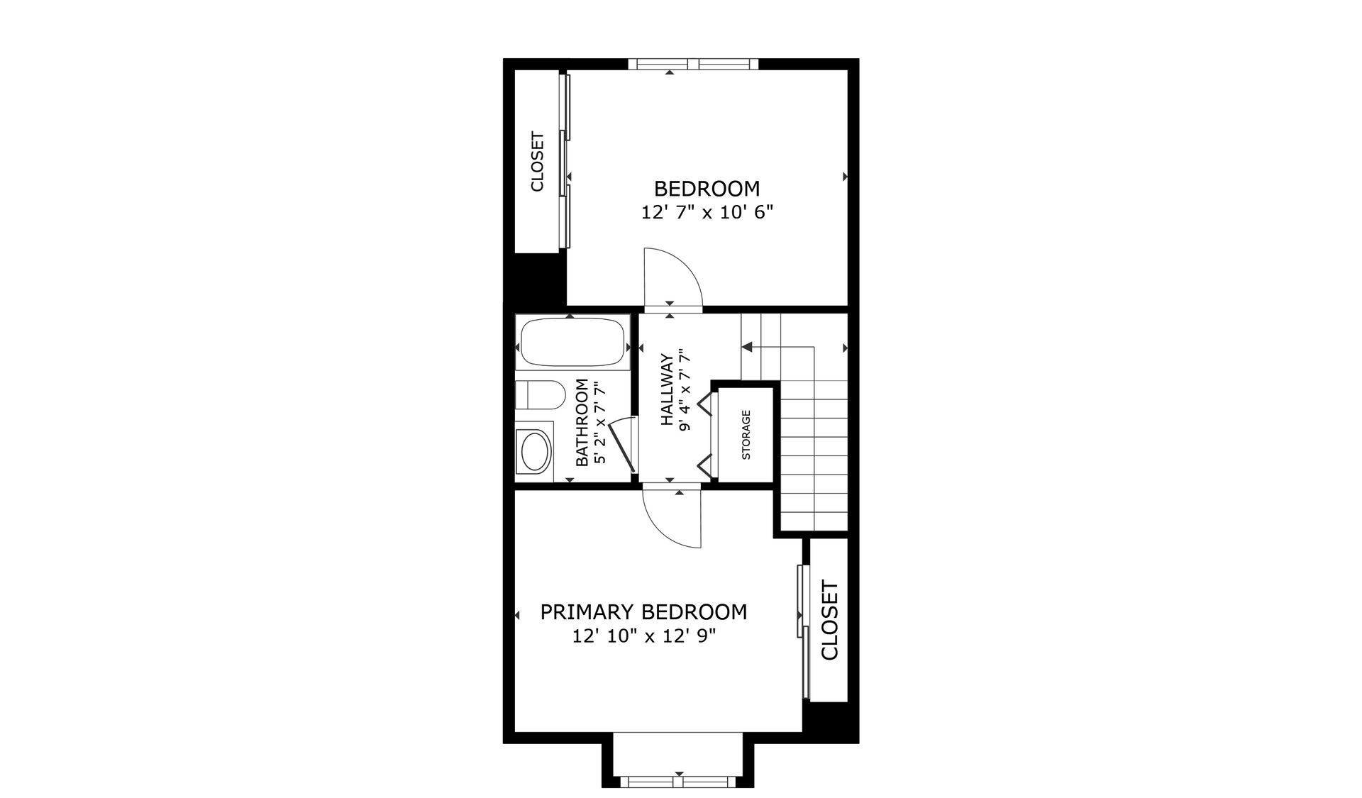 Villas on 7th apartment black and white 2 bedroom floor plan with room dimensions 