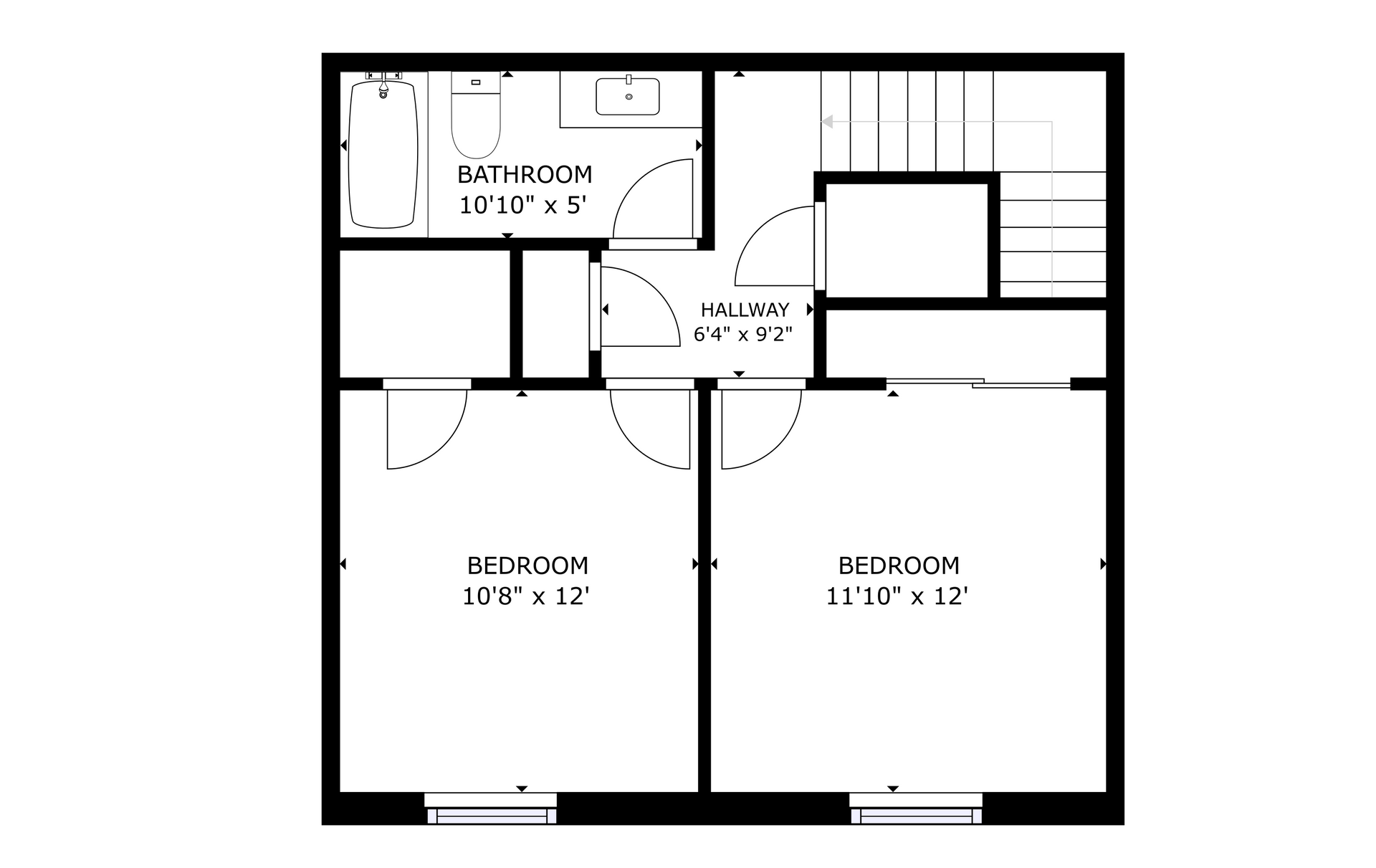 apartment black and white floor plan with room dimensions 