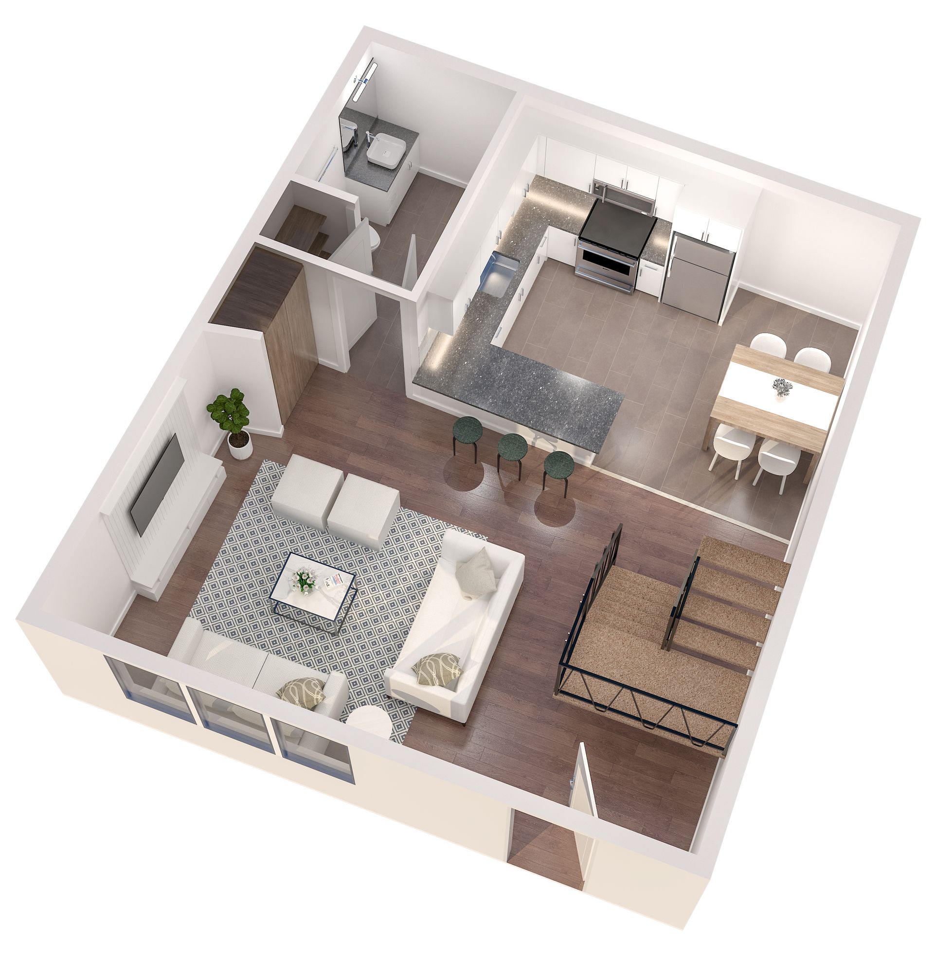 apartment black and white floor plan with room dimensions