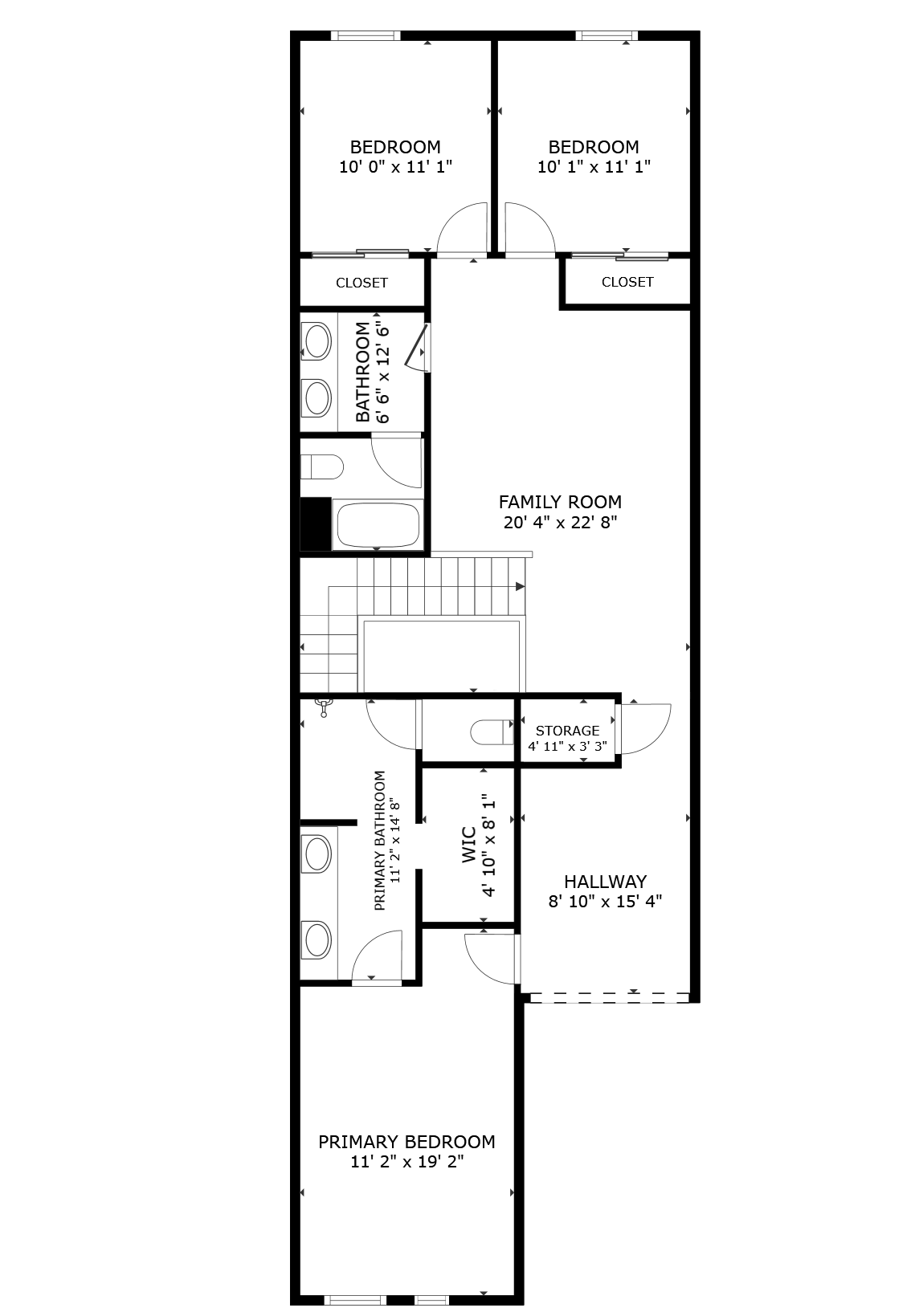 apartment black and white floor plan with room dimensions