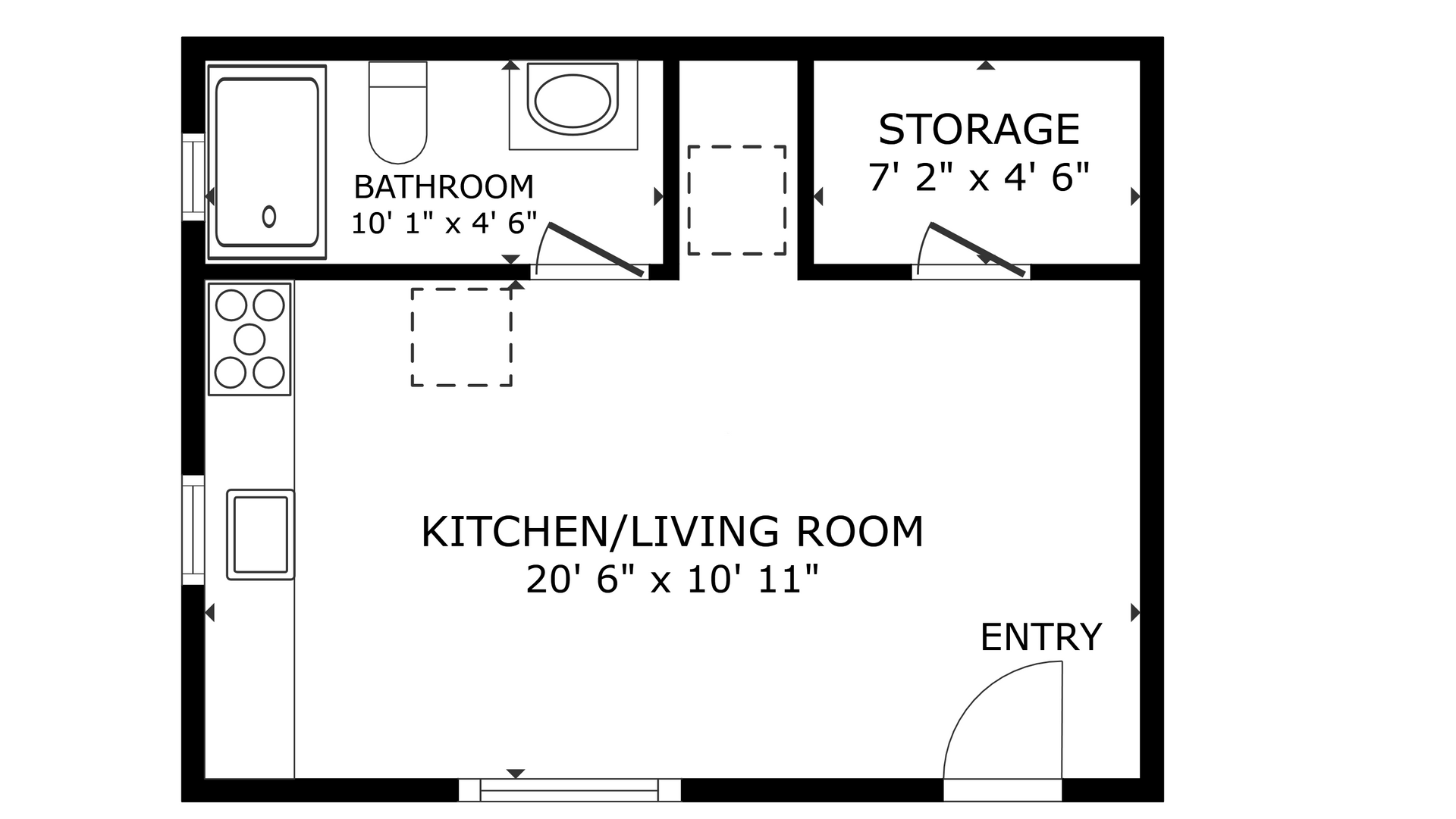 apartment black and white floor plan with room dimensions 