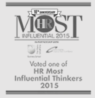 Logo: HR Most Influential Thinkers 2015. 10th anniversary. Voted by business school.