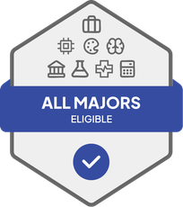 Badge with All Majors Eligible text 