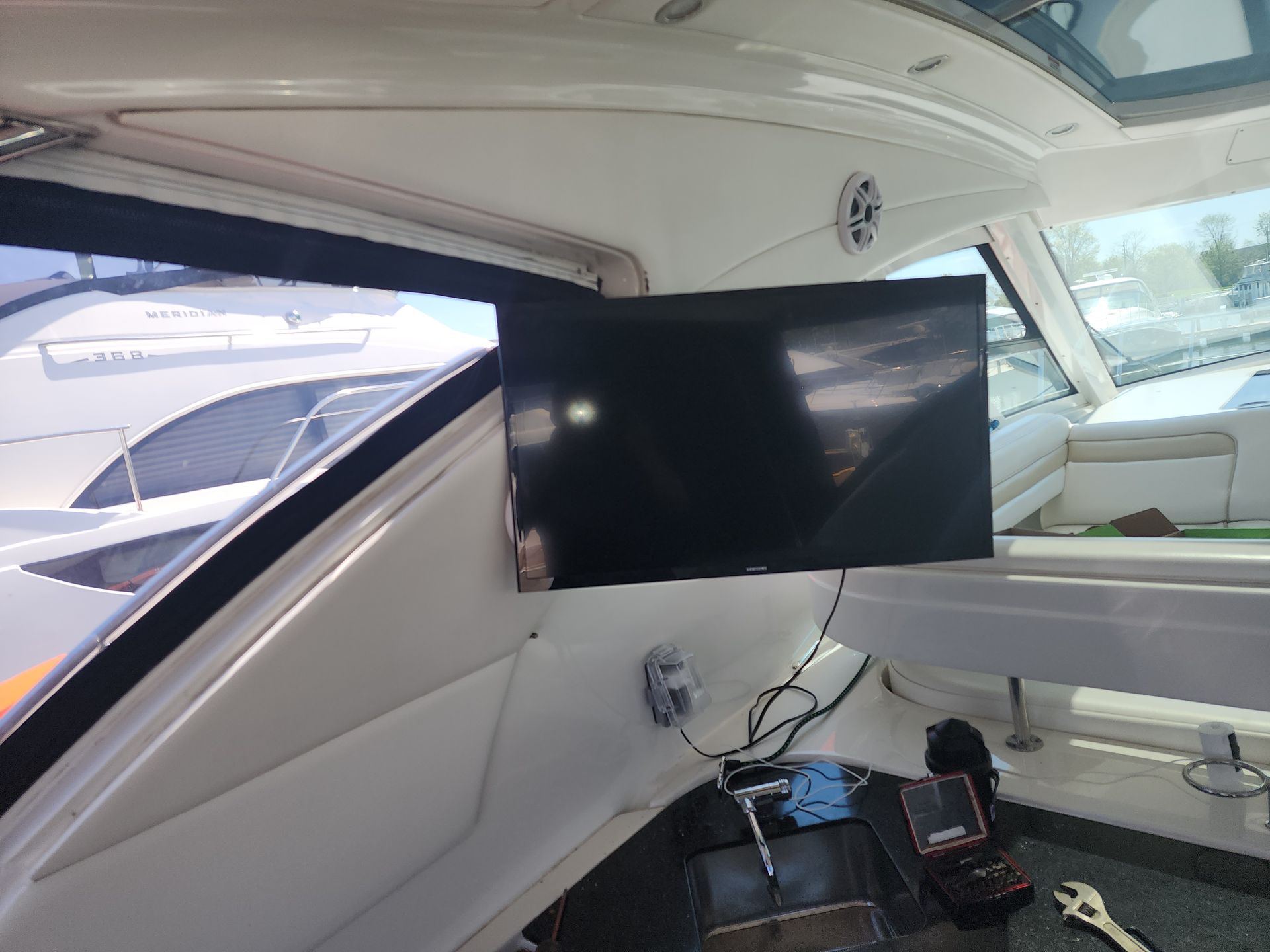Television installation in boat in Sandusky, Ohio
