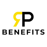 RP Benefits logo in black and yellow with stylized “RP” above the word “BENEFITS”
