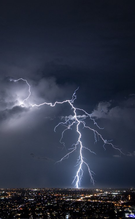 Lightning storm over a city