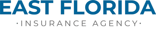East Florida Insurance Agency logo in blue text with small gray dots on a white background