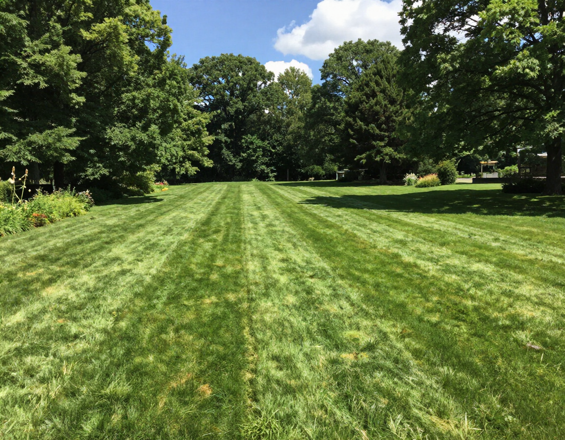 Well-manicured lawn in summer