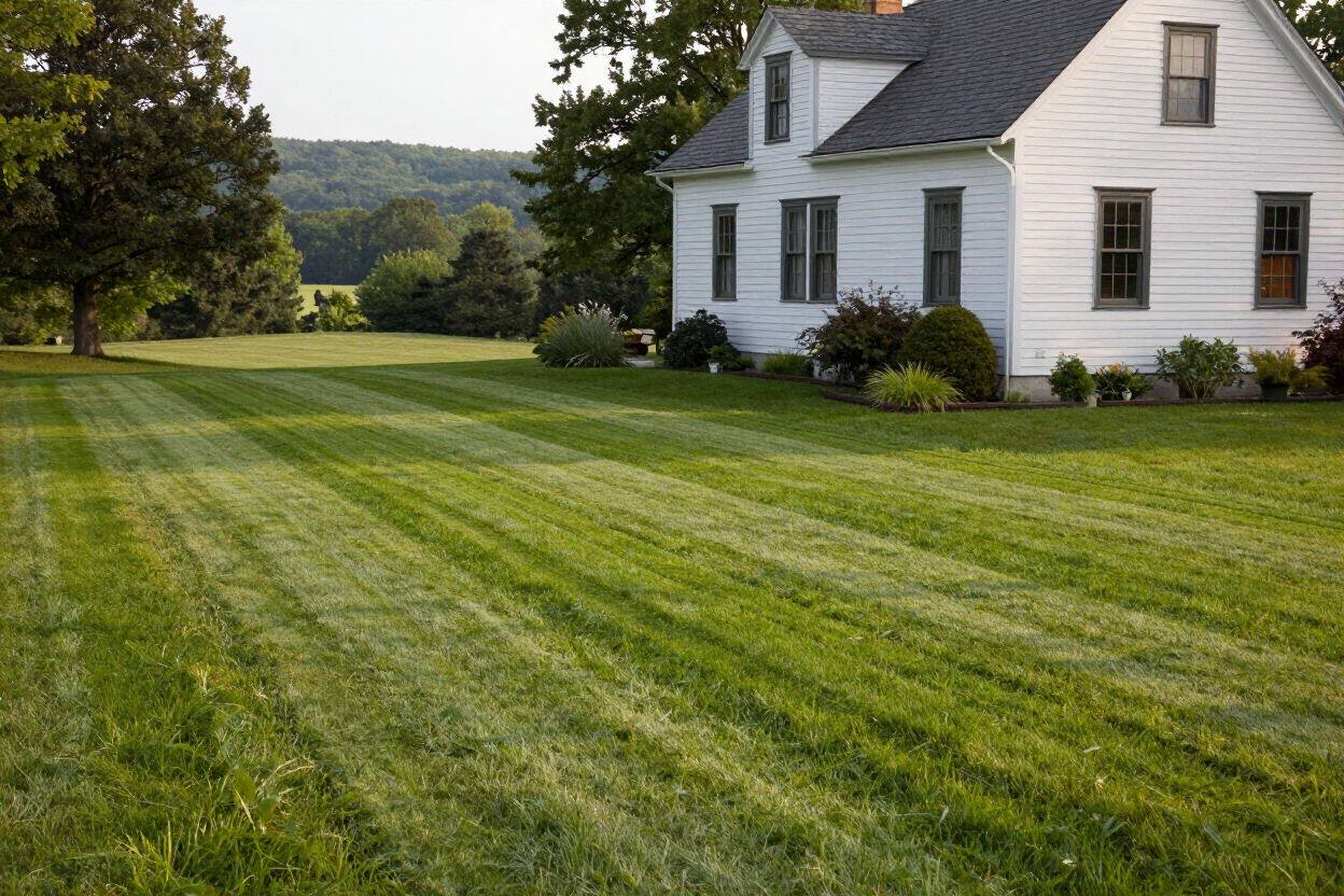 Freshly mowed lawn at a Vermont home