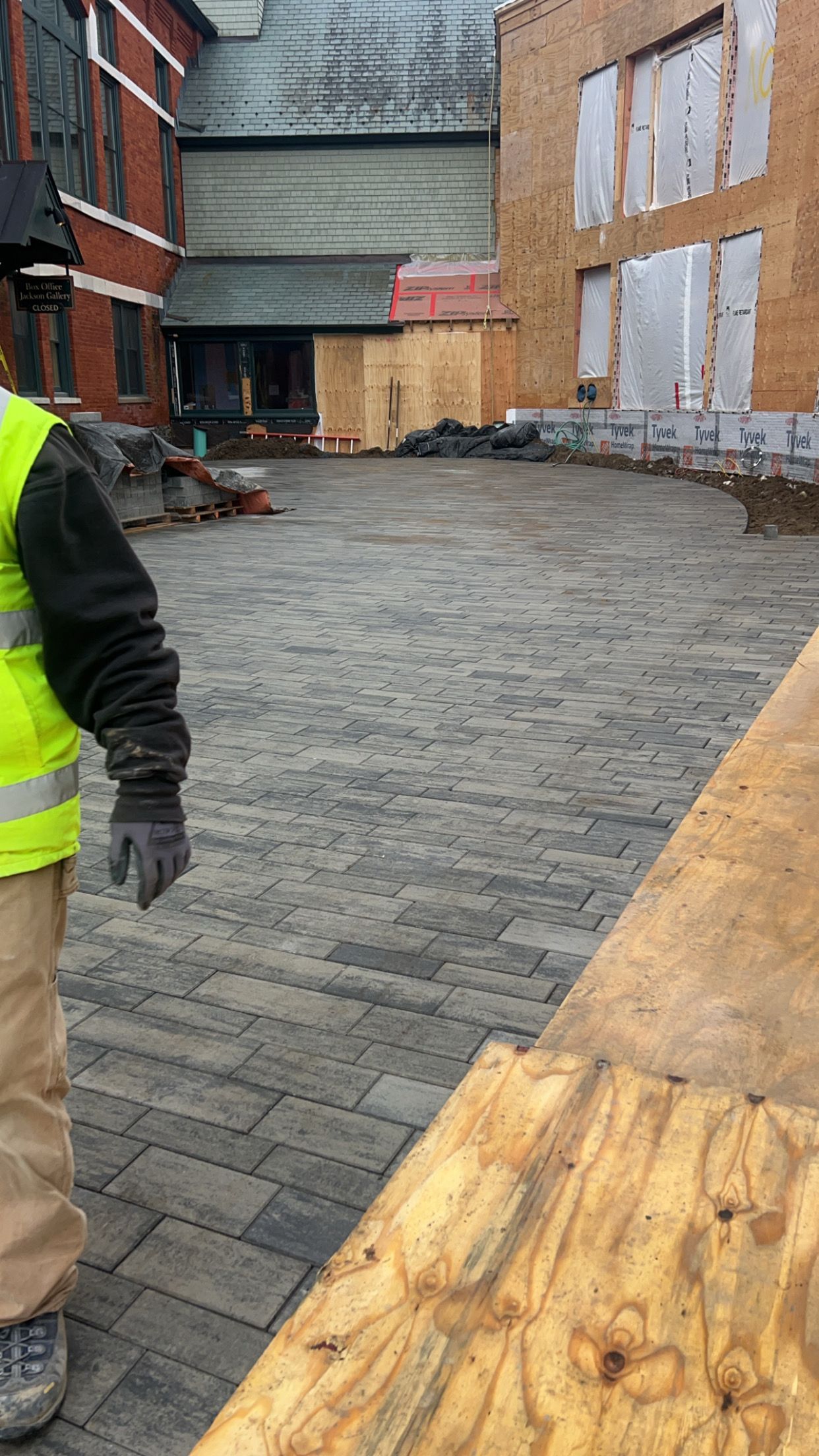 Stone paver walkway leading to a home entry