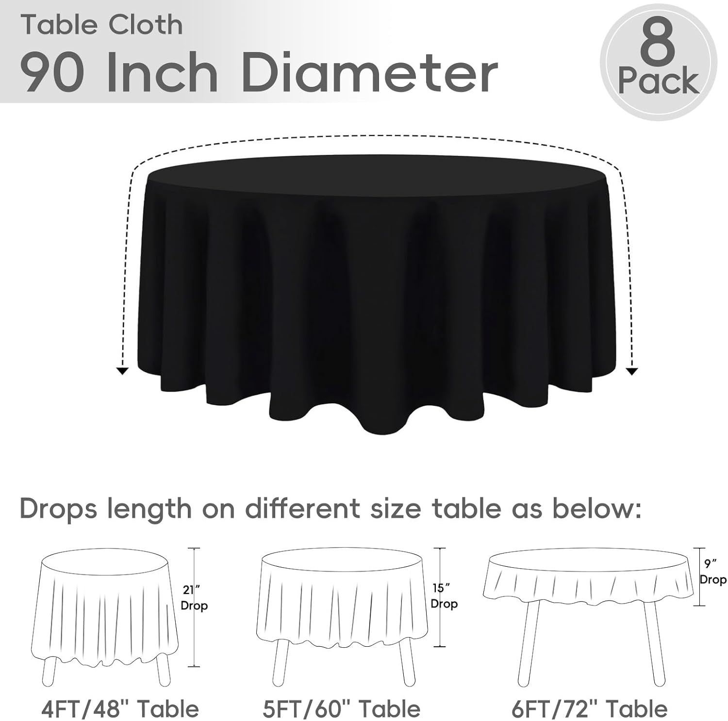 5Ft Round Table linen Black