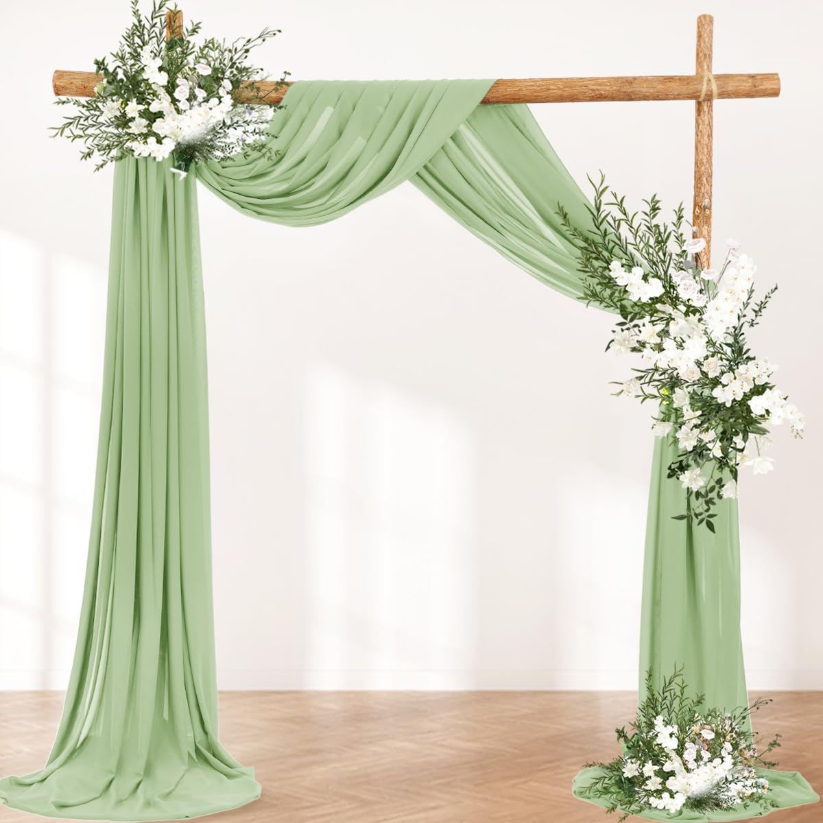 Sage Green Sheer Drapery 18ft