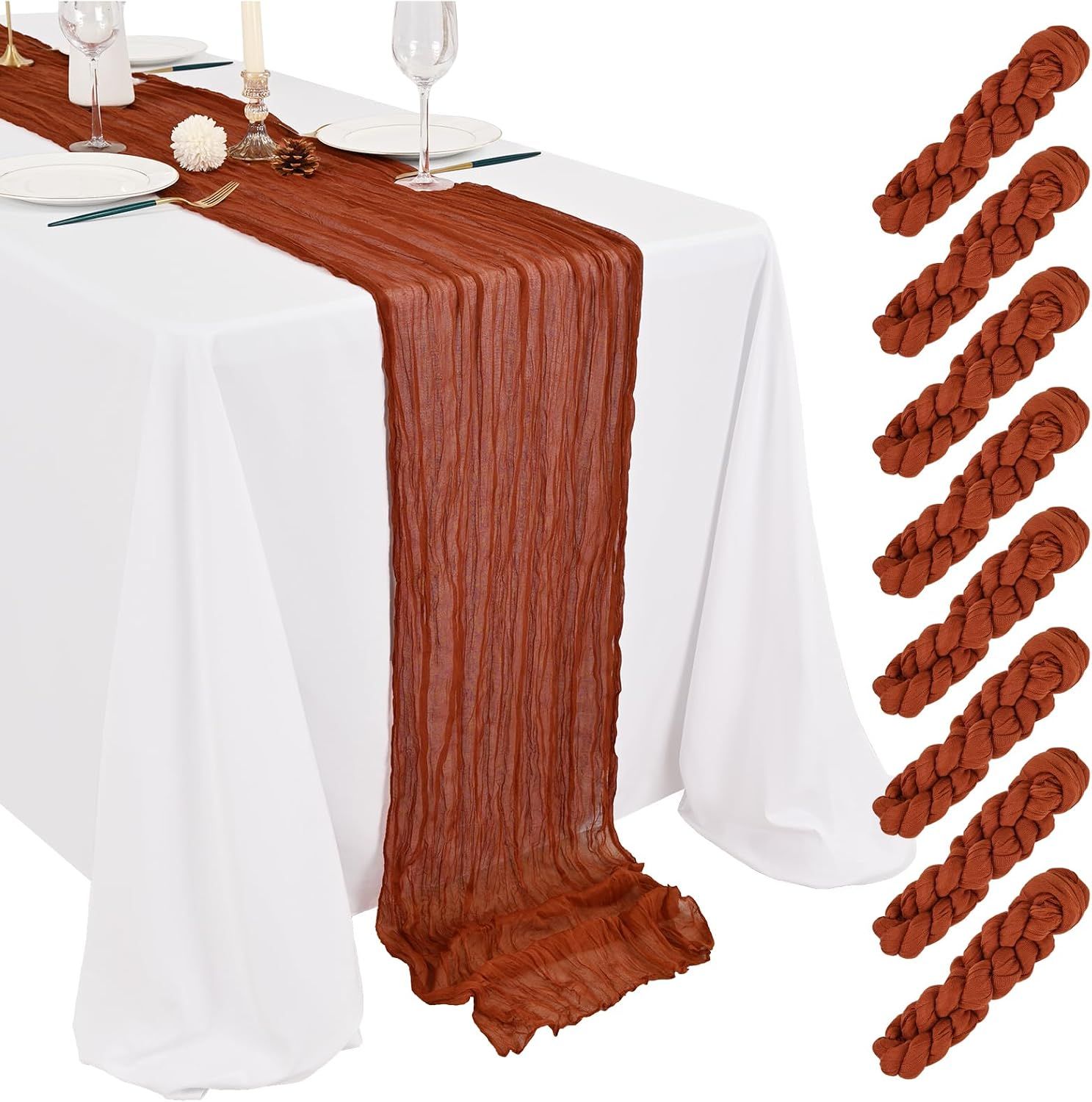 Terracotta Cheesecloth Table Runner