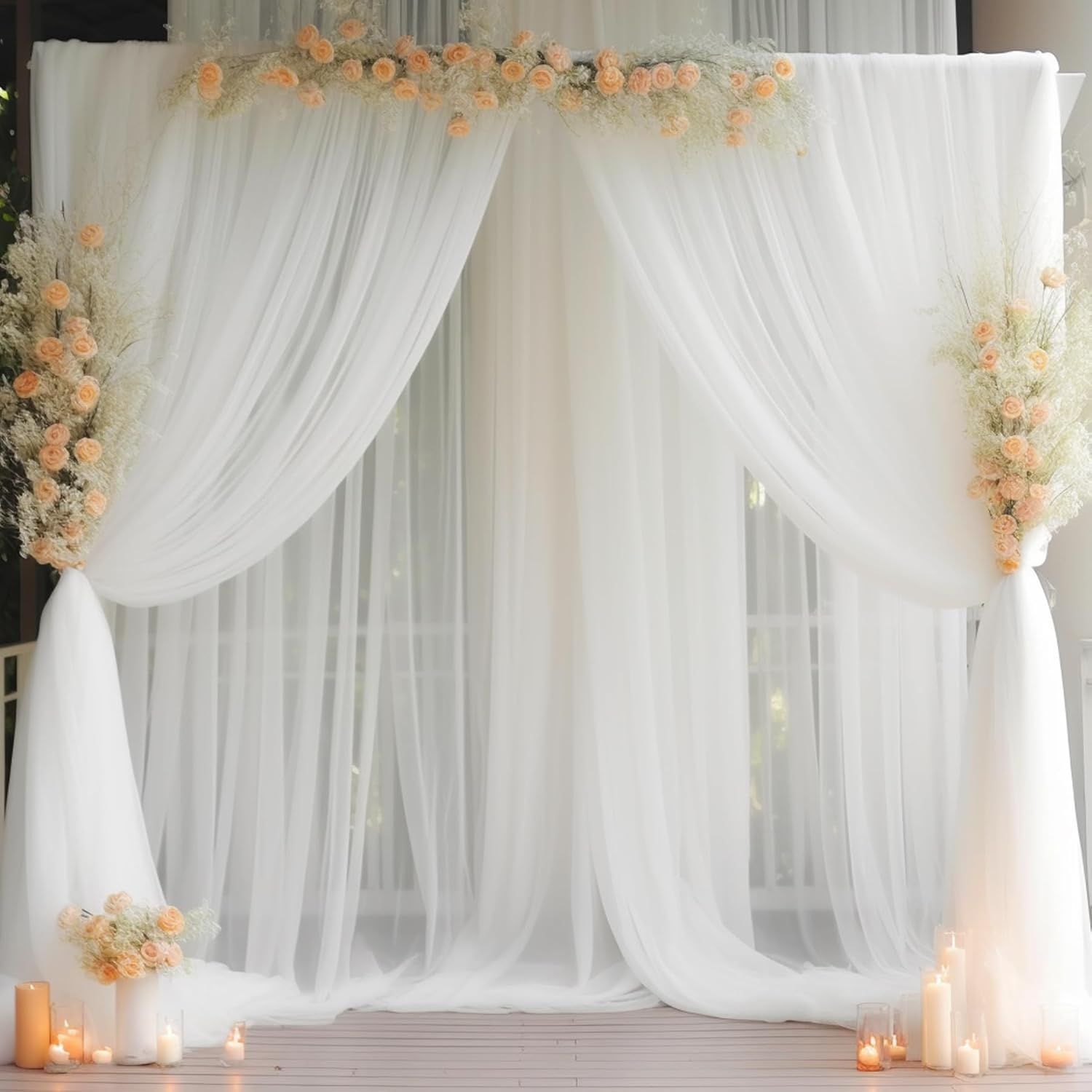White Tulle Backdrop 5ftx10ft (20ft total)