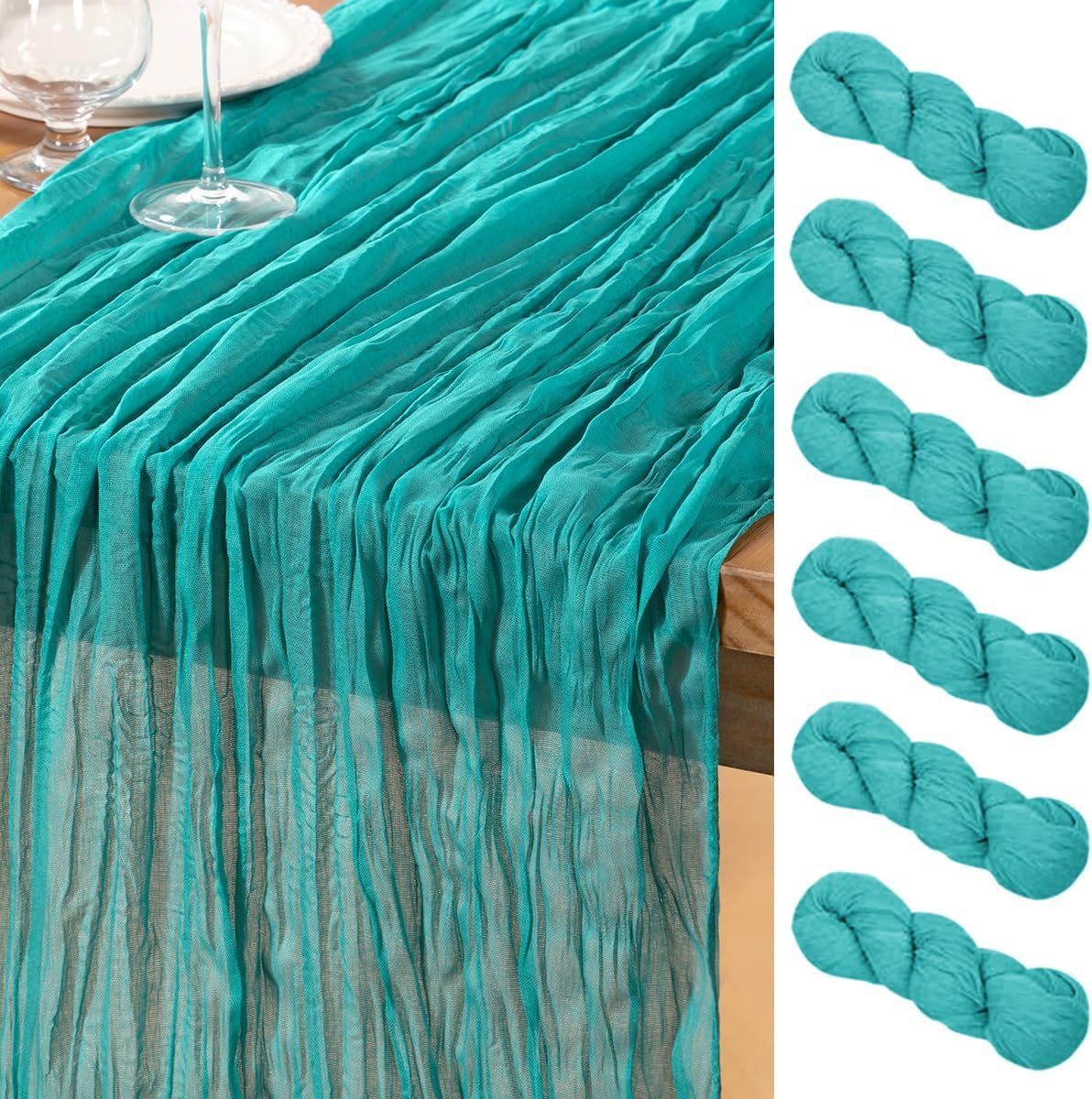 Teal Cheesecloth Table Runner