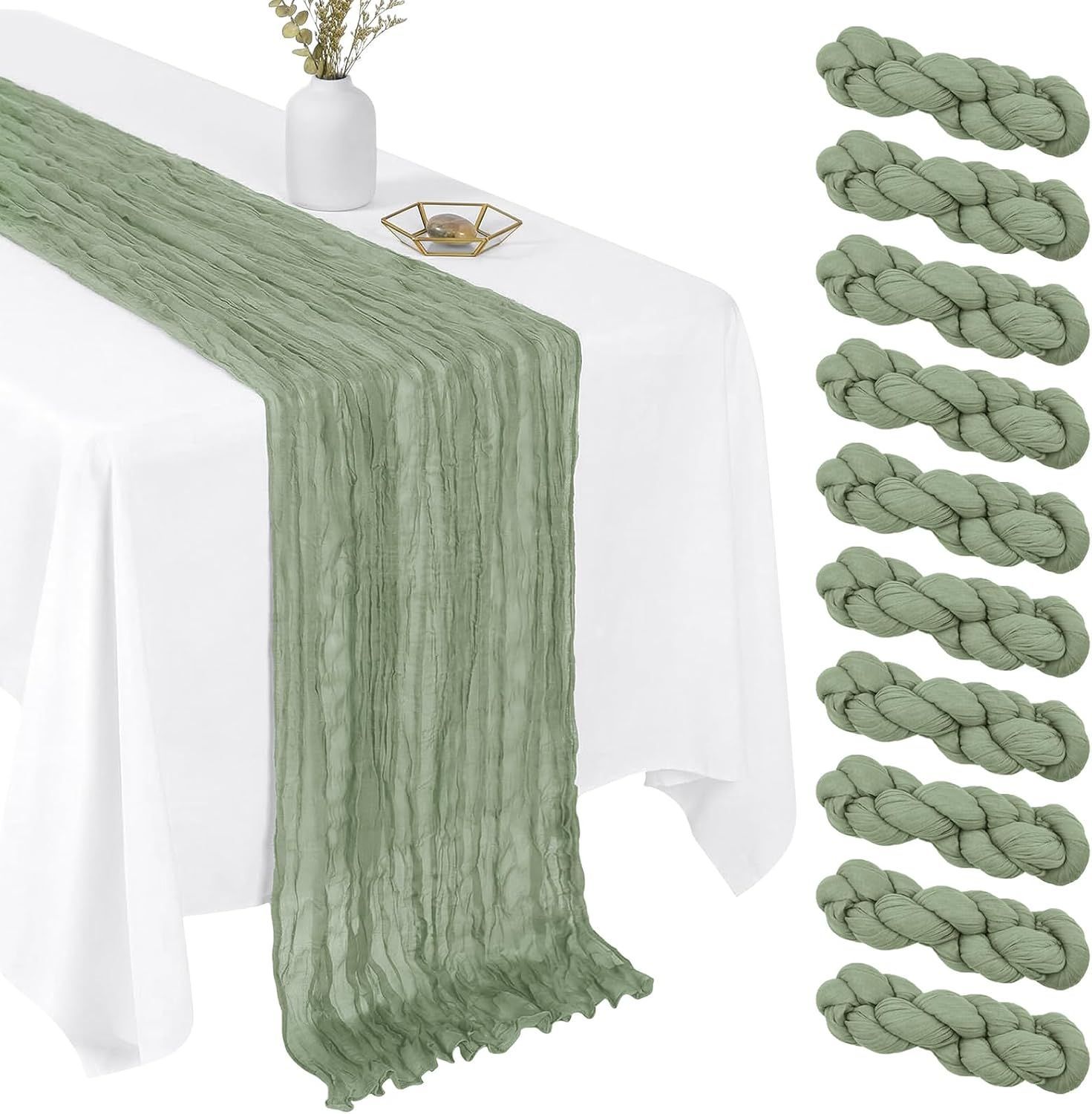 Sage Green Cleesecloth Table Runner