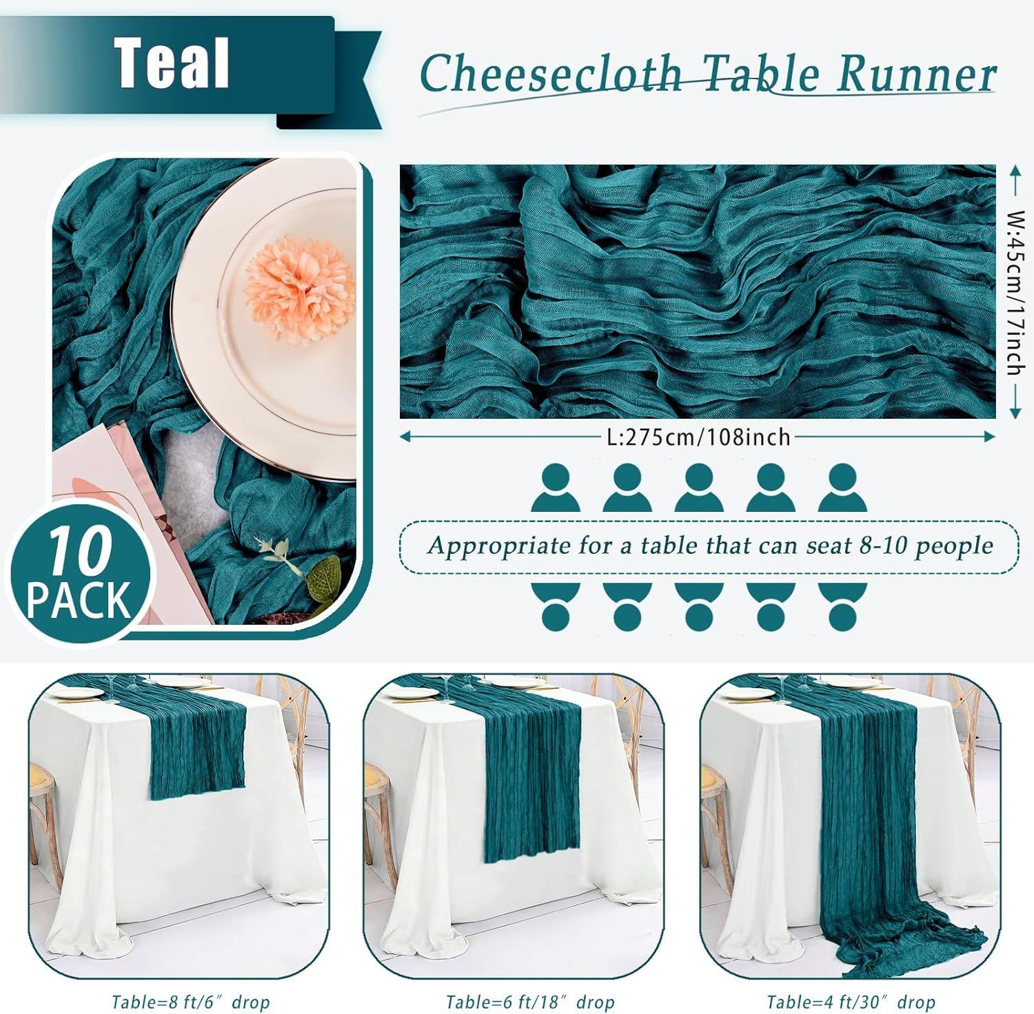 Turquoise Cheesecloth Table Runner
