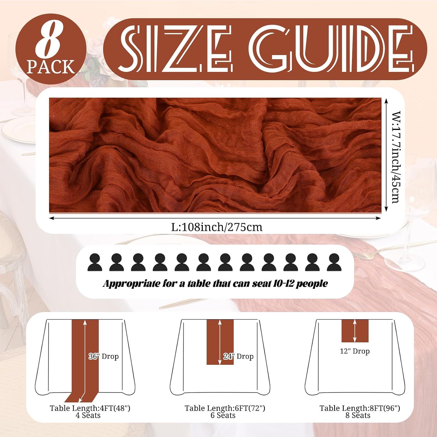 Terracotta Cheesecloth Table Runner