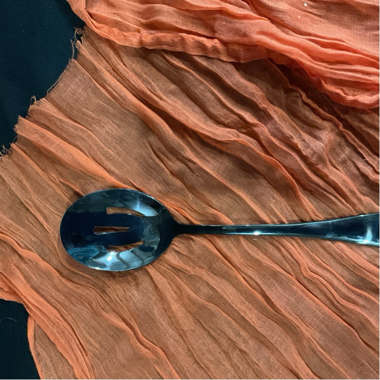 Dark Metal Slotted Serving Spoon