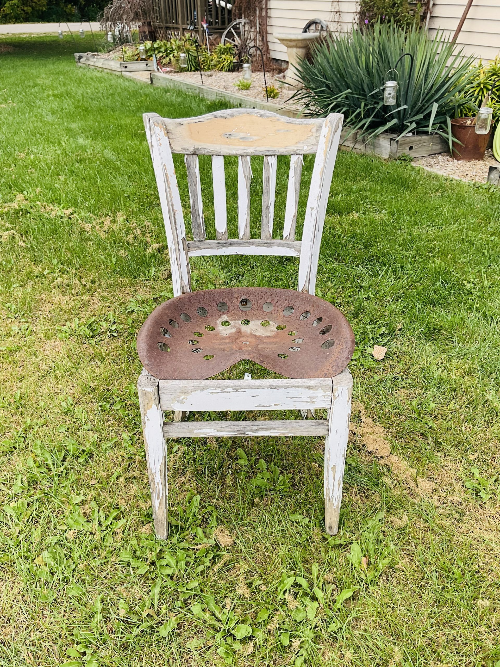 Wood Chair with Tractor Seat Top