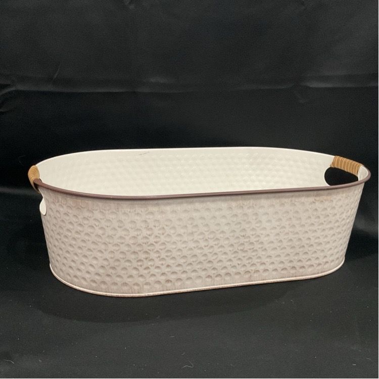Rustic Cream/ White Oval Tin