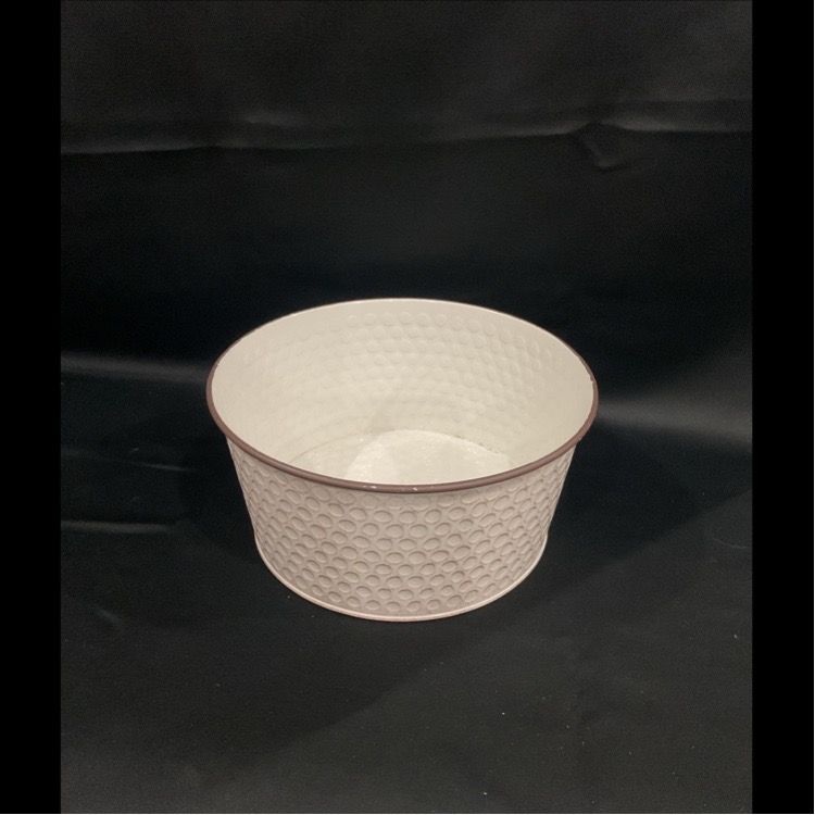 Rustic Cream/ White Round Tin