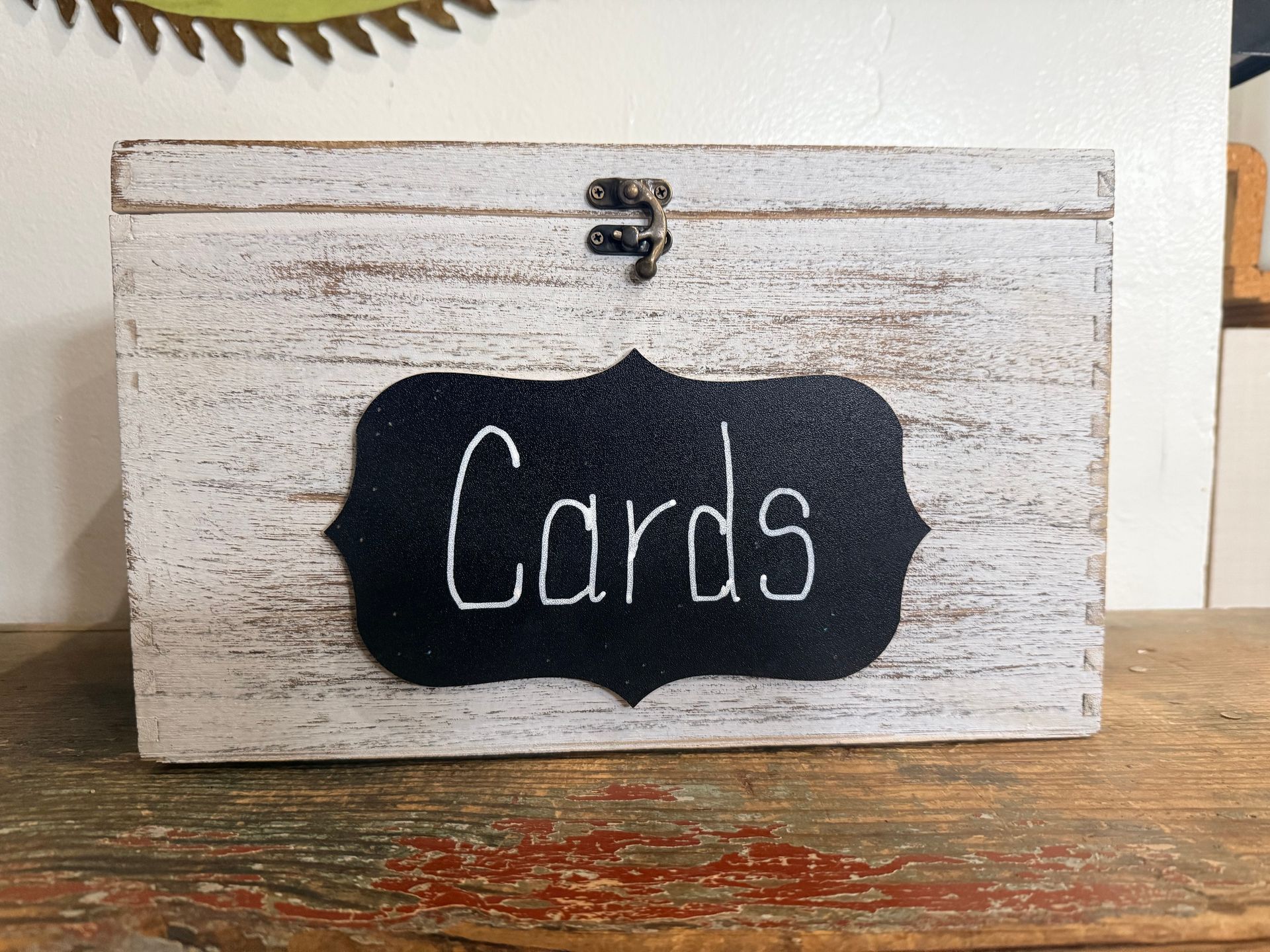 White Rustic Wood Card Box